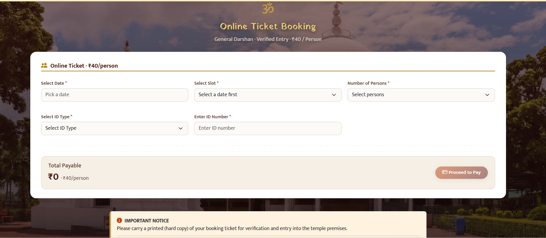 Online Darshan Booking Software for Devotees